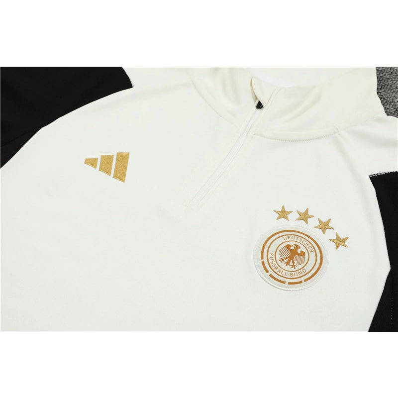 Conjunto TrackSuit De Treino De Futebol Alemanha - White/Black/Gold