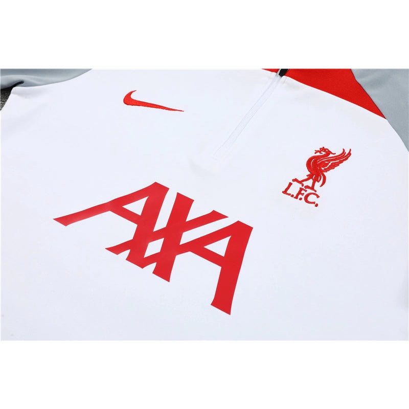 Conjunto TrackSuit De Treino De Futebol Liverpool - White & Red